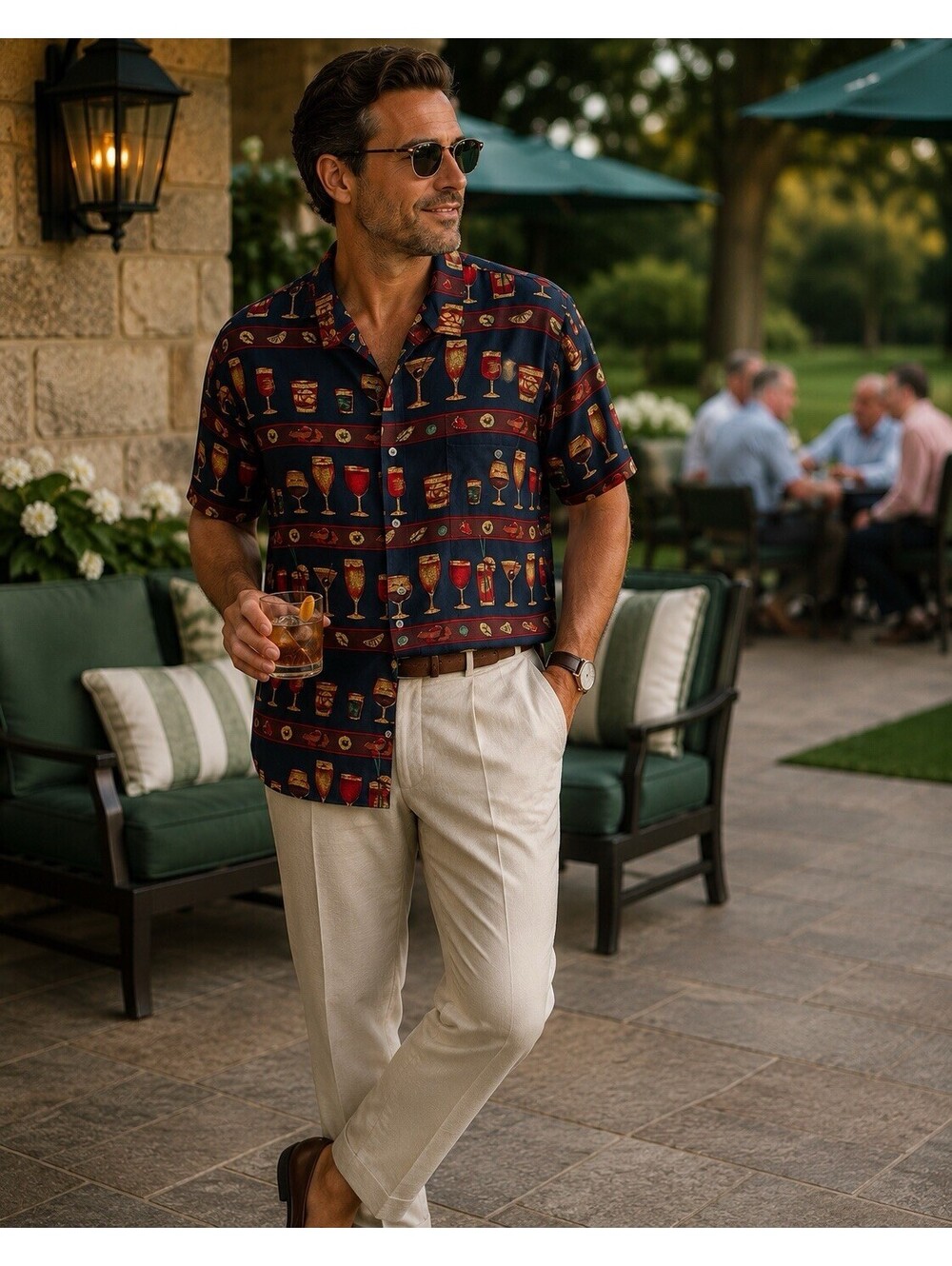 campia moda hawaiian mens shirt large